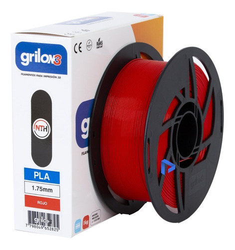 Filamento 3D PLA Grilon3 de 1.75mm y 1kg rojo