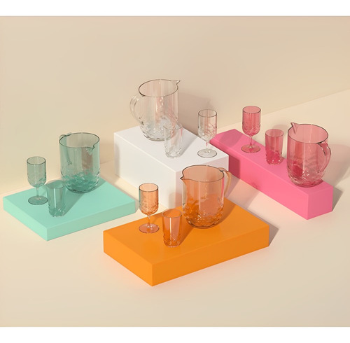 Set de tarros de 2 L + 04 tazas de 400 ml Orange Flame Coza