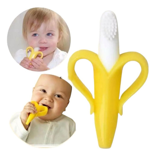 Mordedor  Para Bebe Banana Cepillo De Dientes De Silicona 