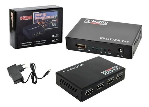 Splitter 1x4 Hub Distribuidor Hdmi 4k Fullhd Vídeo Áudio