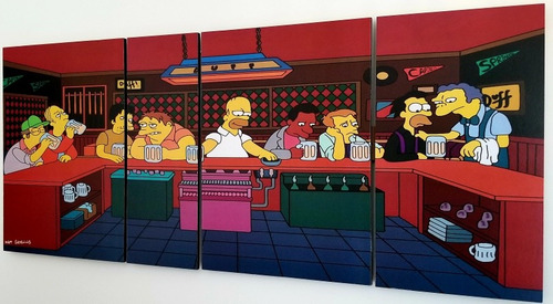 Cuadro Los Simpsons Bar De Moe Poliptico Grande La Ultima Cena