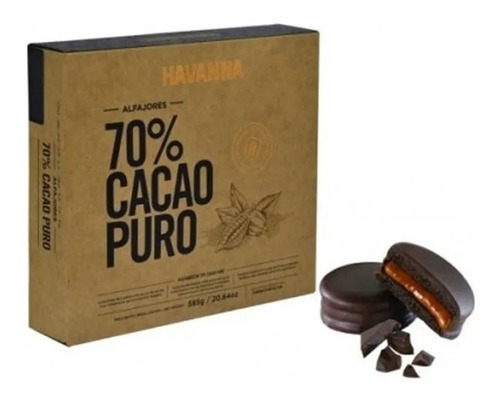 9 Alfajores Havanna De 70% Cacao + 8 Havannets 70 % Cacao 