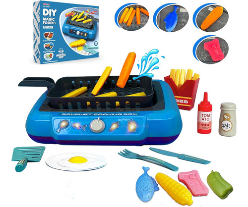 Freidora Cocinita Simulacion Con Luz Y Sonido Juguete Niños Color Azul