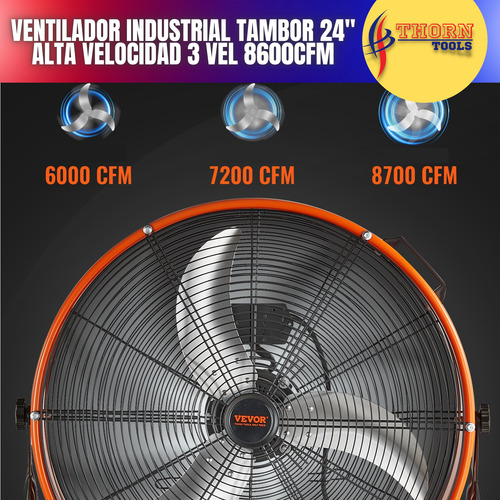 Ventilador Industrial Tambor 24 Alta Velocidad 3vel 8600cfm
