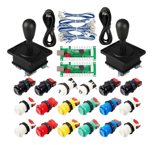 Kit De Joystick Y Botones Arcade 2 Jugadores+ Usb Raspberryp