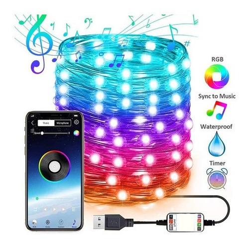 Lámpara Led Con Forma De Cadena Navideña, Control Remoto, 20