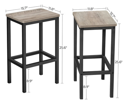 Taburetes De Bar Greige Y Negro Juego De 2 Sillas