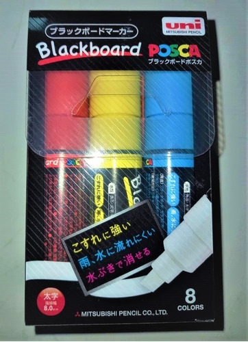Set Uni Posca Marcadores 8 Colores 8mm - Blackboard
