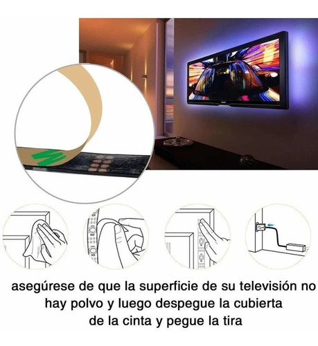 Imagen 6 de 7 de Tira De Luces Led De 2 Metros Usb Control Por Bluetooth
