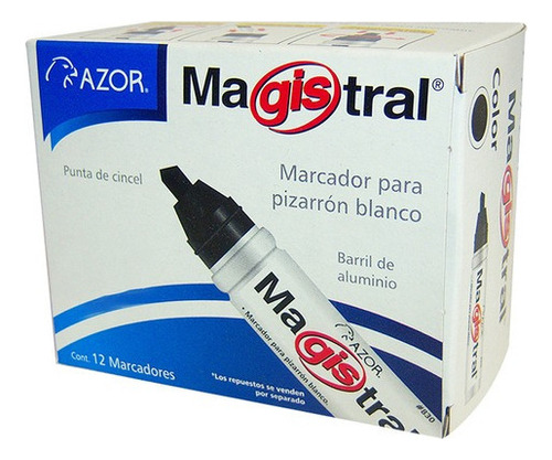 12 Marcadores Pizarrón Blanco 6mm Magistral Aluminio Azor Color: Verde