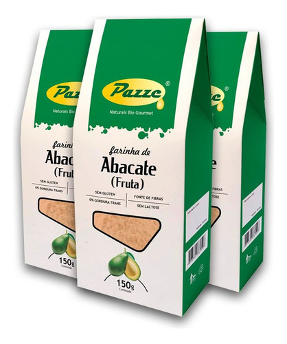 Kit 3 Farinha De Abacate Pazze 150 Gramas