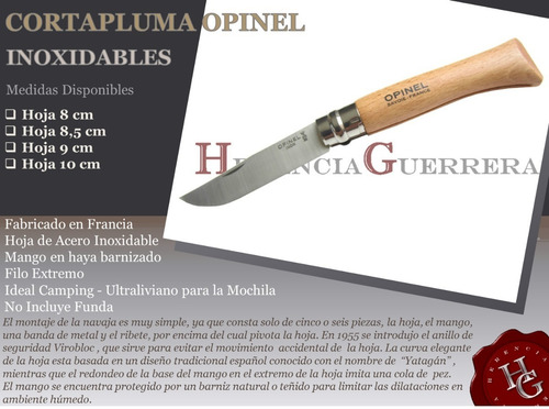 Imagen 2 de 7 de Cortapluma Navaja Opinel Inoxidable Hoja 7 Cm Haya Camping