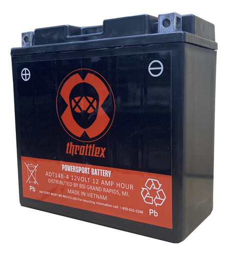 Throttlex Baterias - Adt14b-4 - Bateria Deportiva De Repuest