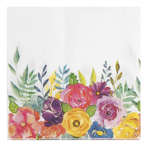 Servilletas De Papel Para Fiesta Con Diseño De Flores 100 Pz
