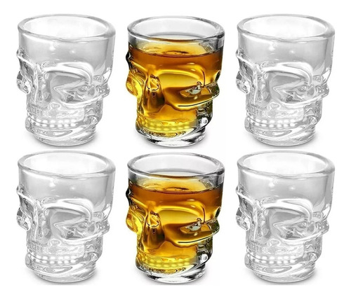 6 Copas Calavera Vaso Bedida Tragos Fiestas Halloween Licor 