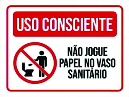 Placa Pvc Não Jogue Papel No Vaso Sanitário Ps 1 Mm