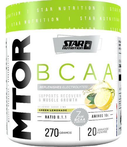 Mtor Bcaa 270 Gr Formula Mejorada Star Nutrition Sabor Green Lemonade