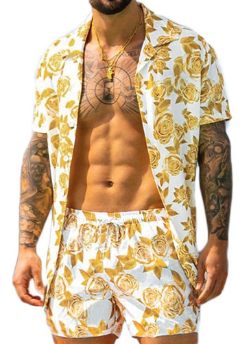 Mens Luxury Outfit Set 2 Piece Hawaiian Tracksuits Down