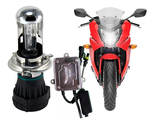 Kit Xenon Premium X H4 -3 Reator Ft Start Para Moto Luminark