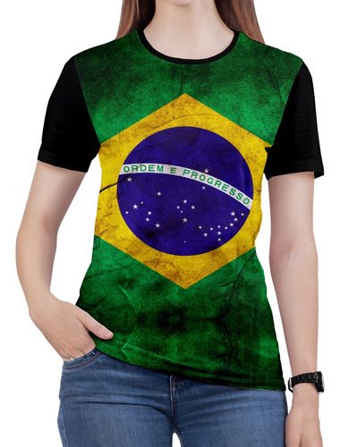 Camiseta Da Bandeira Brasil Plus Size Feminina Blusa