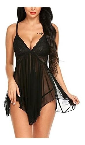 Baby Doll Lencería Para Mujer Talla  Small Negro