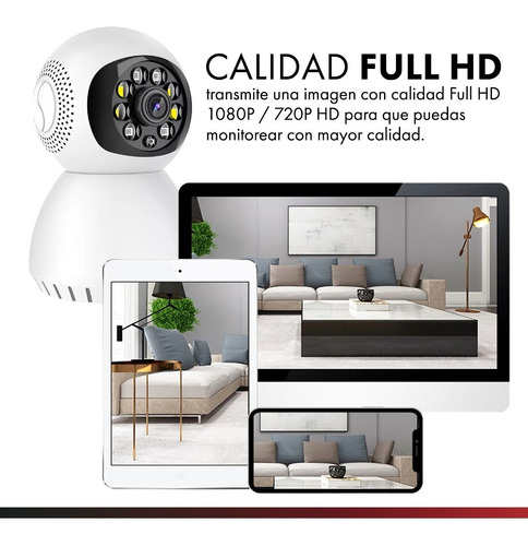 Imagen 5 de 10 de Mini Cámara Ip Wifi Domo App Vigilancia 2mpx Movimiento 360º