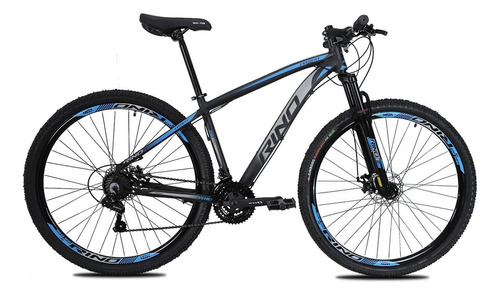 Bicicleta Aro 29 Rino Everest 24v - Index Hidraulico+trava Cor Preto/azul Tamanho Do Quadro 17