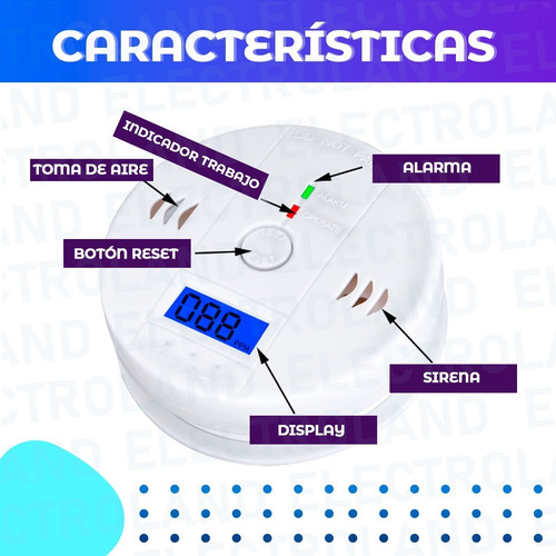 Imagen 5 de 10 de Detector Alarma De Monóxido De Carbono Digital Autónomo