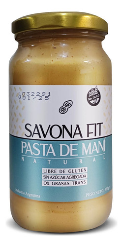 Pasta De Mani Savona Fit Natural Sin Tacc Ni Azucar X400g
