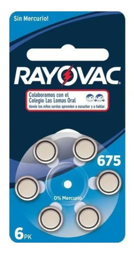 Imagen 1 de 5 de Combo Pilas Rayovac 675 X 6 Unidades Oferta 5 Blisters!!