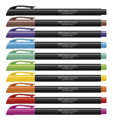 Plumones Punta Pincel Faber Castell Super Soft X 10 Und