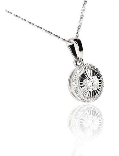 Pendant Roseta Diamantes Oro Blanco Con Cadena    