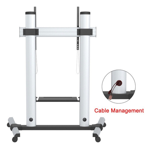Stand Para Tv Con Ruedas 55 60 65 70 75 77 85 100 Pulgadas Color Plateado