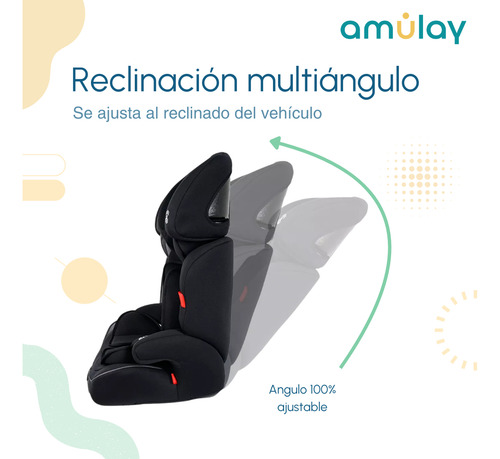 Autoasiento Booster Bebe Para Carro Amulay - Silla Seguridad Color Negro 9 a 36