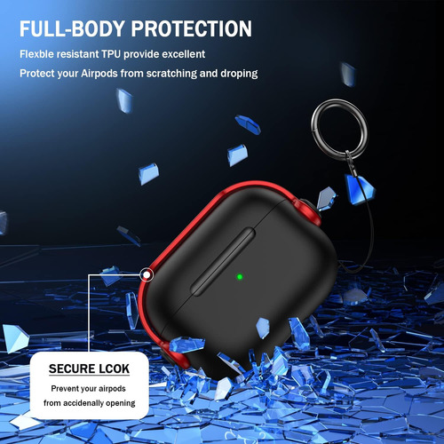 R-fun AirPods Pro Funda Con Bloqueo Seguro Y Kit De Limpieza
