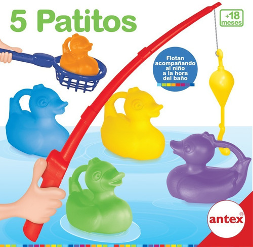 Antex 5 Patitos Juego Agua Para Pescar Flotan Juguete