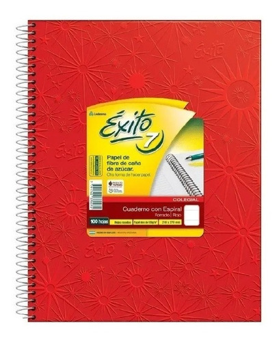 Cuaderno Ledesma EXITO N°7 100 hojas  rayadas 1 materias unidad x 1 27cm x 21cm e7 color rojo