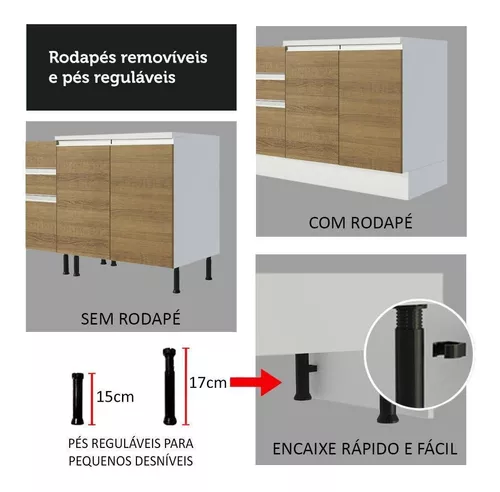 Cozinha Completa 100% Mdf Madesa Smart 300 cm Com Armário, Balcão