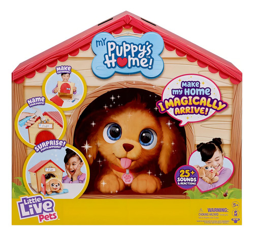 Little Live Pets Interactivo Cachorro Puppy Con Casita Moose Color Amarillo/marron