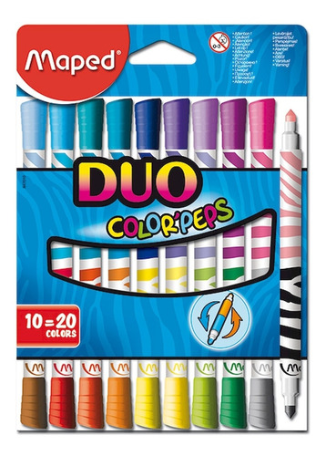 Plumones Maped Punta Conica Lettering Duo Colors 20 Colores