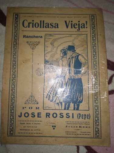 Partitura Ranchera Criollasa Vieja Jose Rossi (Usado)