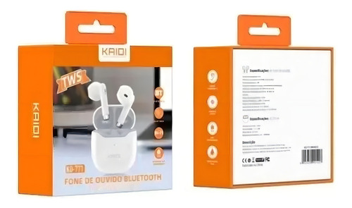 Fone De Ouvido Sem Fio Bluetooth 5.1 Kaidi Kd772 Cor Branco Branco
