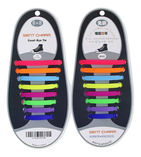 16 Cordones Planos Elásticos Multicolores Para Tenis Zapatos