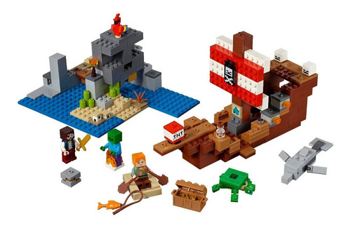 Bloques para armar Lego Minecraft The Pirate Ship adventure 386 piezas  en  caja