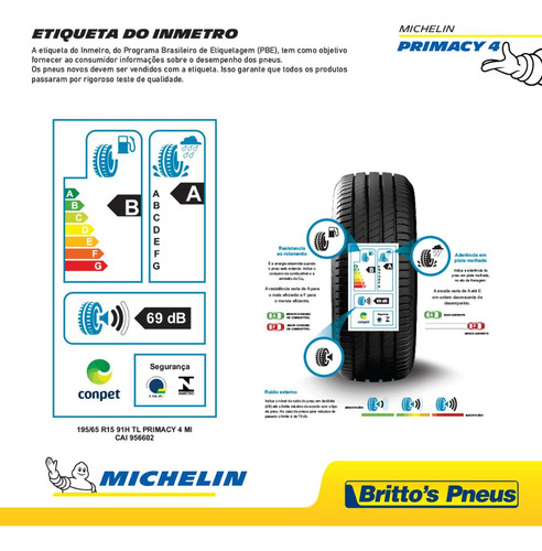 Pneu Michelin Aro 15 Primacy 4 195/65 R15