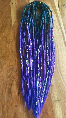 Kanekalon Rastas Desmontables 20 U De 50cm Violeta Y Negro