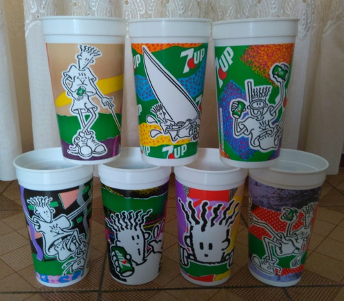 7 Vasos De Colección De 7 Up Fido Dido De 1985