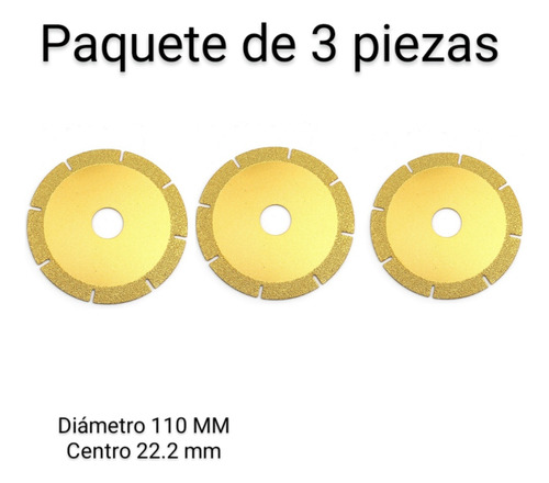 3 Discos De Diamante Corte Fino De Porcelanato Vidrio Cerámi