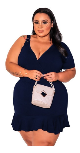 Macaquinho Vestido Curto Plus Size Nula Manga Alcinha Top Gg