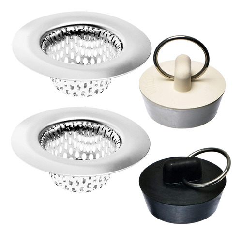 Paquete De 4 Coladores Y Tapones Para Lavabo De Bano - Cesta